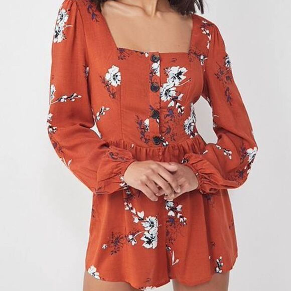 Urban outfitters Paulina orange floral jumpsuit medium - Picture 8 of 8